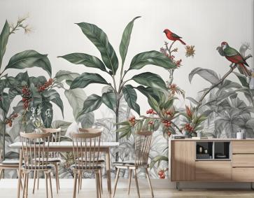 Tropikal Yapraklar Ve Meyveler Duvar Kağıdı