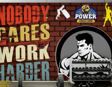 Tuğla Duvar Motivasyon Yazılı Spor Salonu Duvar Kağıdı