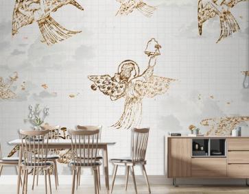 Vintage Melek Desen Arka Plan Duvar Kağıdı 