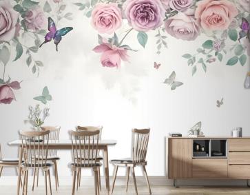 Vintage Şakayık Çiçekleri Duvar Kağıdı