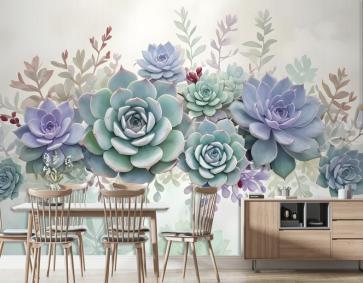 Vintage Mor Çiçekler Duvar Kağıdı