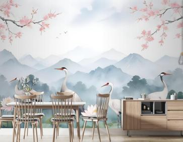 Suluboya Çizim Lotus Çiçek Sanatı Duvar Kağıdı 