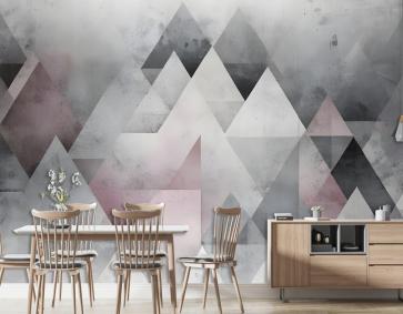 Suluboya Geometrik Üçgen Desen Duvar Kağıdı