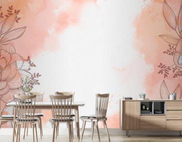 Elle Çizilmiş Çiçekler Arka Plan Duvar Kağıdı Ile Suluboya