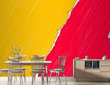 Yırtık Kağıt Sınır Çizgi Sarı Kırmızı Duvar Kağıdı