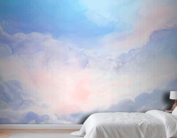 El Boyalı Suluboya Pastel Gökyüzü Yatak Odası Yatak Odası Duvar Kağıdı