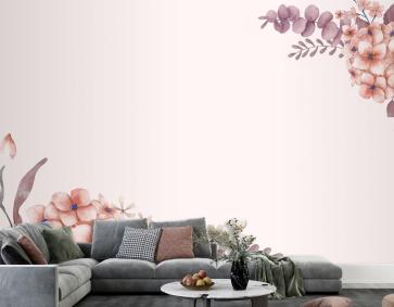 Pembe Ve Çiçek Temalı Tebrik Kartı Duvar Kağıdı