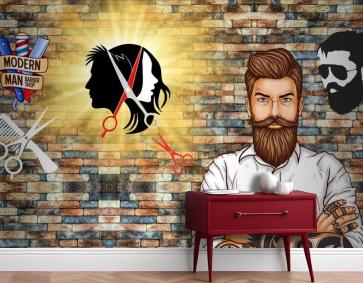 3D Duvar Kağıdı Berber Dükkanı Ve Salon