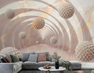 3D Tünel Ve Toplar Duvar Kağıdı