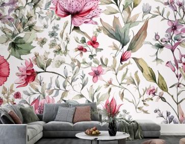 Yaprakları Ile Renkli Çiçek Arka Plan Duvar Kağıdı