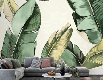 Büyük Tropikal Muz Ağacı Yaprakları Duvar Kağıdı