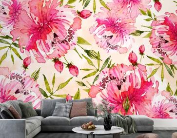 Yumuşak Renklerle Arka Plan Çiçek Suluboya Duvar Kağıdı