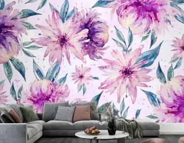 Yumuşak Renklerle Arka Plan Suluboya Çiçek Duvar Kağıdı
