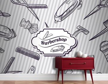 Berber Dükkanı Aletleri Erkek Kuaför Salonu Duvar Kağıdı
