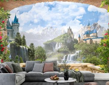 Doğa Ve Kale Uyumunda Bir Manzara Duvar Kağıdı