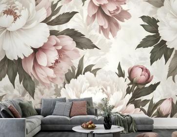 Hollandalı Pembe Şakayık Çiçek Duvar Kağıdı