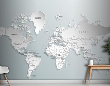 Gri Dünya Haritası Ülkeler Duvar Kağıdı