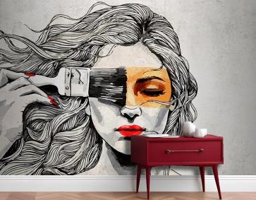 Güzellik Salonu Boya Fırça Kadın Duvar Kağıdı