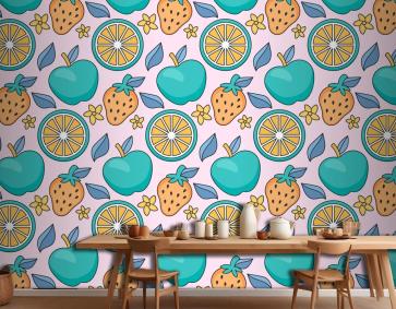 Elle Çizilmiş Pastel Yaz Desen Tasarımı Mutfak Duvar Kağıdı