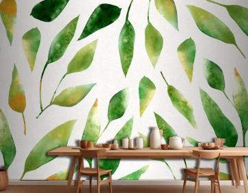 El Boyalı Suluboya Doğa Mutfak Duvar Kağıdı