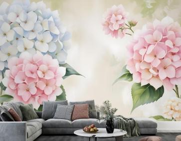 Ortanca Çiçek Sanatı Duvar Kağıdı 