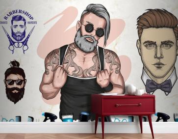 Kaslı Erkek Kuaför Berber Duvar Kağıdı