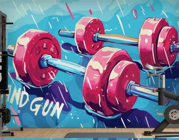 Mavi Arka Plan Pembe Dambıl Spor Salonu Duvar Kağıdı