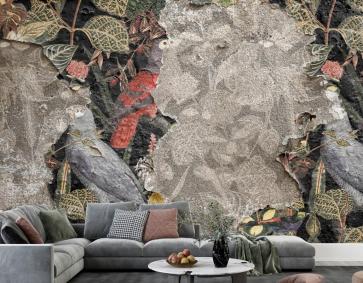 Beton Duvar Kağıdı Duvar Üzerine Çiçek Soyulması