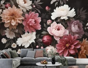 Gerçekçi Koyu Çiçek Duvar Kağıdı 