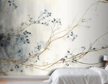 Retro Nostaljik Altın Fırça Darbeleri Yatak Odası Duvar Kağıdı