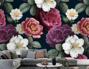 Romantik Çiçekli Arka Plan Vintage Duvar Kağıdı