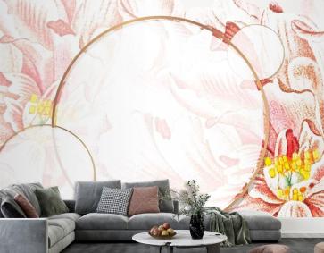 Yuvarlak Çiçekli Şakayık Çerçeve Duvar Kağıdı