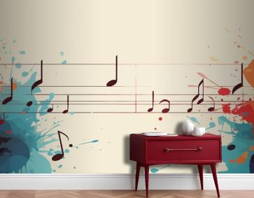 Runge Doku Ve Notalarla Vintage Müzik Duvar Kağıdı