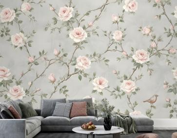 Yumuşak Chinoiserie Şakayık Ağacı Çiçeği Sanat Duvar Kağıdı 