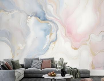 Yumuşak Nötr Soyut Mermer Sanat Duvar Kağıdı 