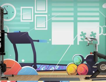 Spor Alanı Çizimi Fitness Duvar Kağıdı