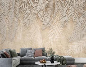 Tropikal Yapraklar Krembej Duvar Kağıdı