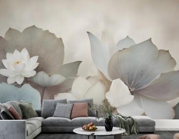 Retro Lotus Yaprağı Duvar Kağıdı  Ile Vintage Çiçekli