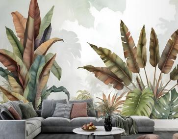 Vintage Tropikal Yaprak Duvar Kağıdı 