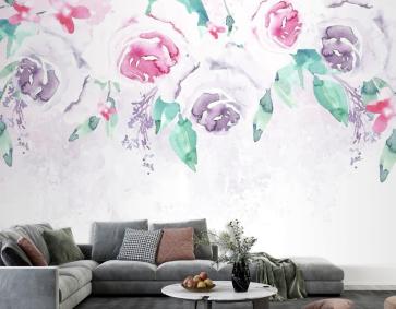 Pastel Renklerde Suluboya Çiçek Duvar Kağıdı Duvar Kağıdı