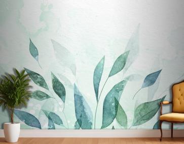 El Boyalı Suluboya Doğa Arka Plan Yatak Odası Duvar Kağıdı