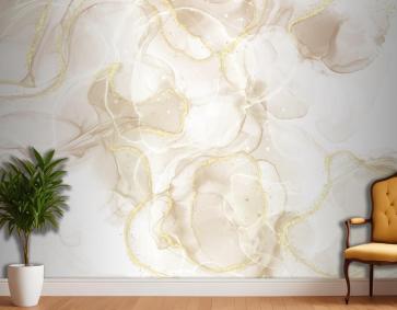 Altın Parıltılı Elementlerle Sıvı Sanat El Boyalı Arka Plan Yatak Odası Duvar Kağıdı