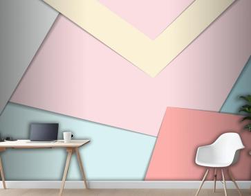 Soyut Pastel Renk Paleti Kağıt Kesim Tasarım Sanat Eseri Dekoratif Ofis Duvar Kağıdı