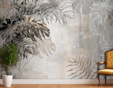 Tropikal Yapraklı Duvar Kağıdı Yaprak Desen Duvar Kağıdı