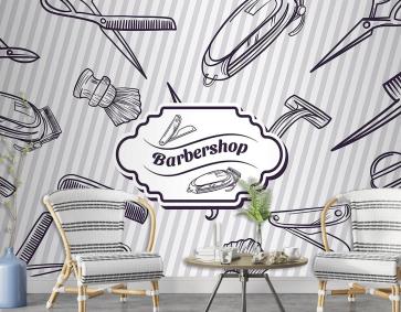 Berber Dükkanı Aletleri Erkek Kuaför Salonu Duvar Kağıdı