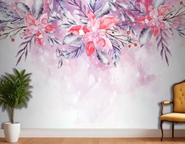 Duvar Kağıdı Konsepti Duvar Kağıdı İçin Suluboya Çiçekleri Açıyor