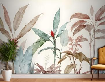 Renkli Tropikal Muz Ağacı Duvar Kağıdı 