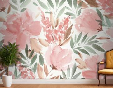 Renkli Suluboya Çiçek Arka Plan Duvar Kağıdı 