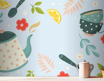 Düz Uluslararası Çay Günü Arka Plan Mutfak Duvar Kağıdı