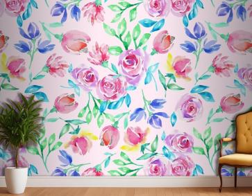 Elle Çizilmiş Küçük Çiçek Desenli Duvar Kağıdı 